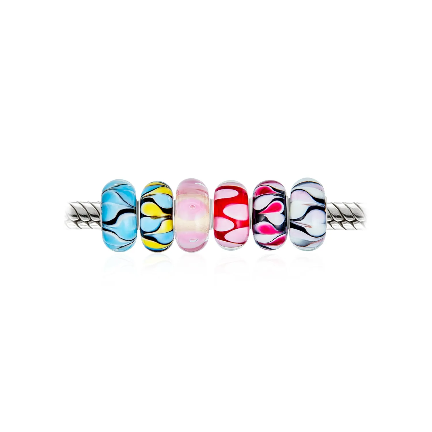 Mixed Set Sterling Silver Core Murano Glass Charm Bead for European Bracelet