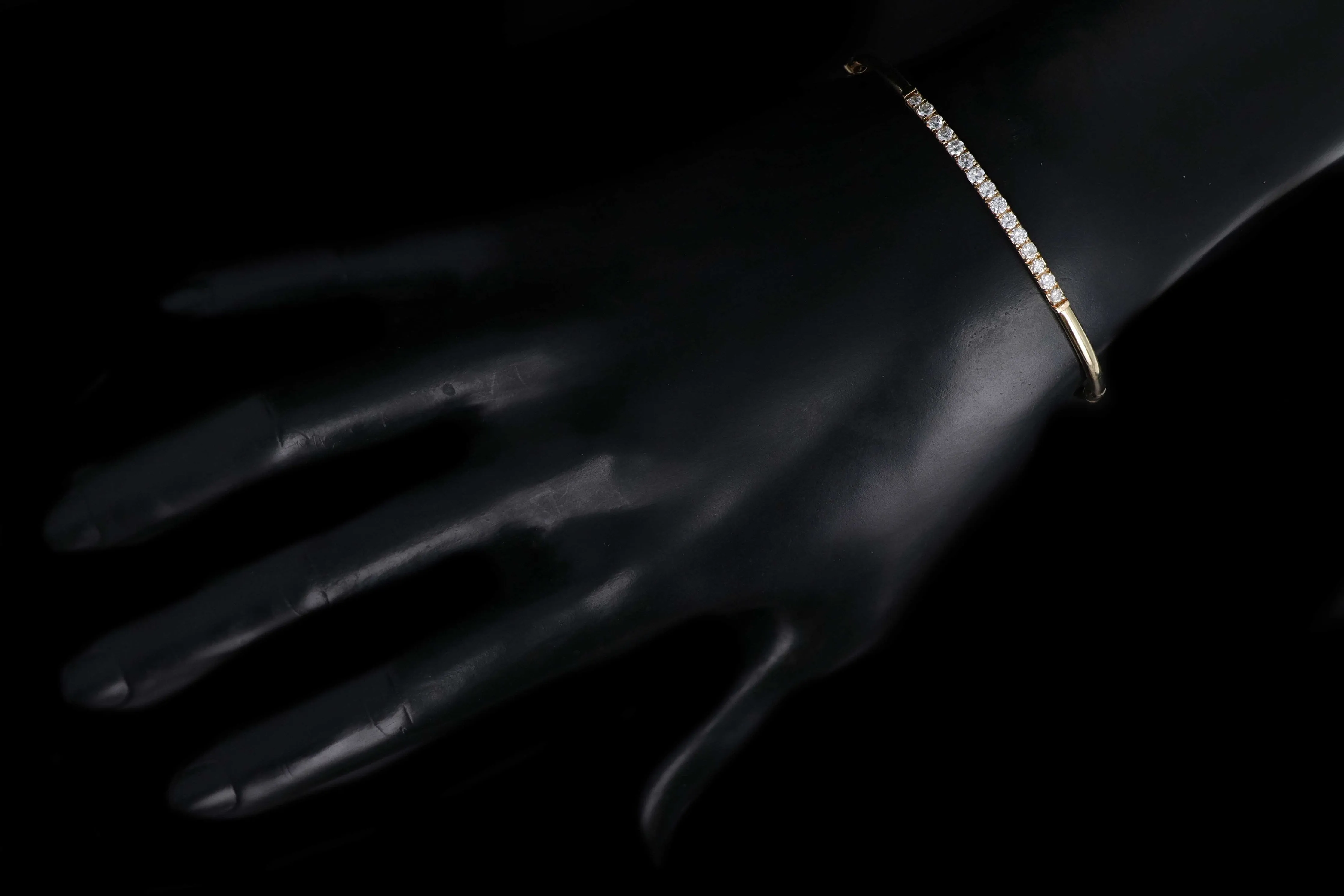 Modern 14K Yellow Gold .65 Carat Total Weight Diamond Bangle