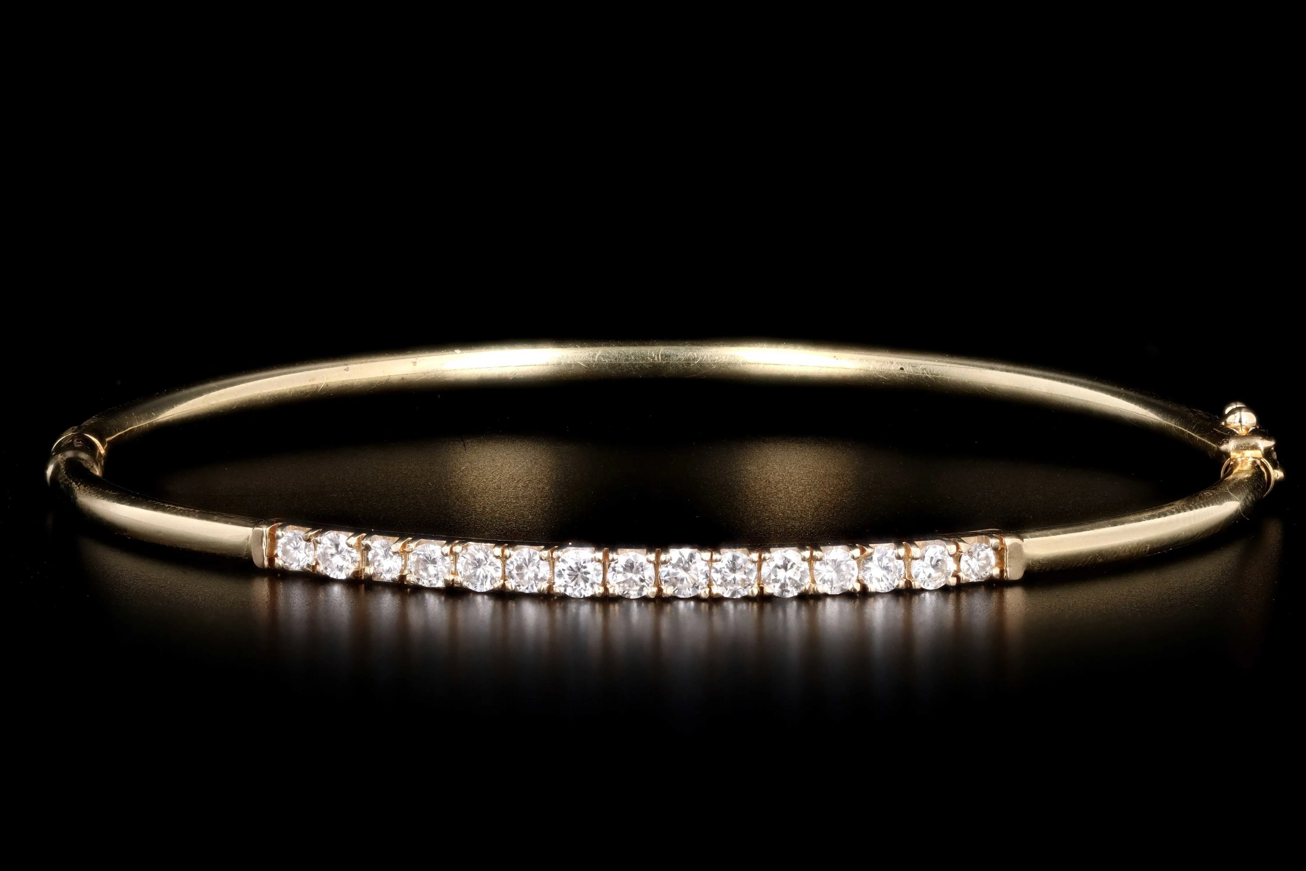 Modern 14K Yellow Gold .65 Carat Total Weight Diamond Bangle