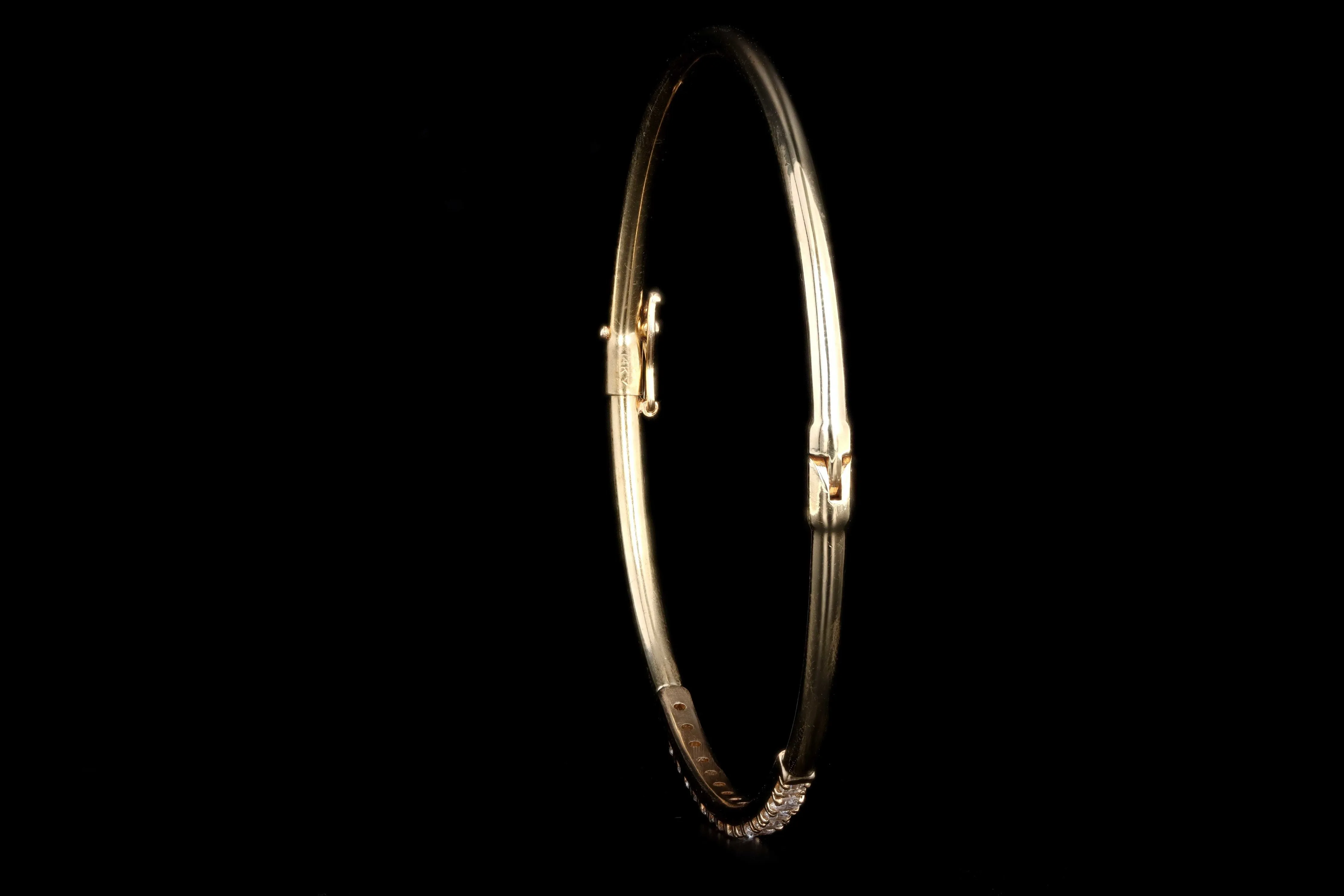 Modern 14K Yellow Gold .65 Carat Total Weight Diamond Bangle