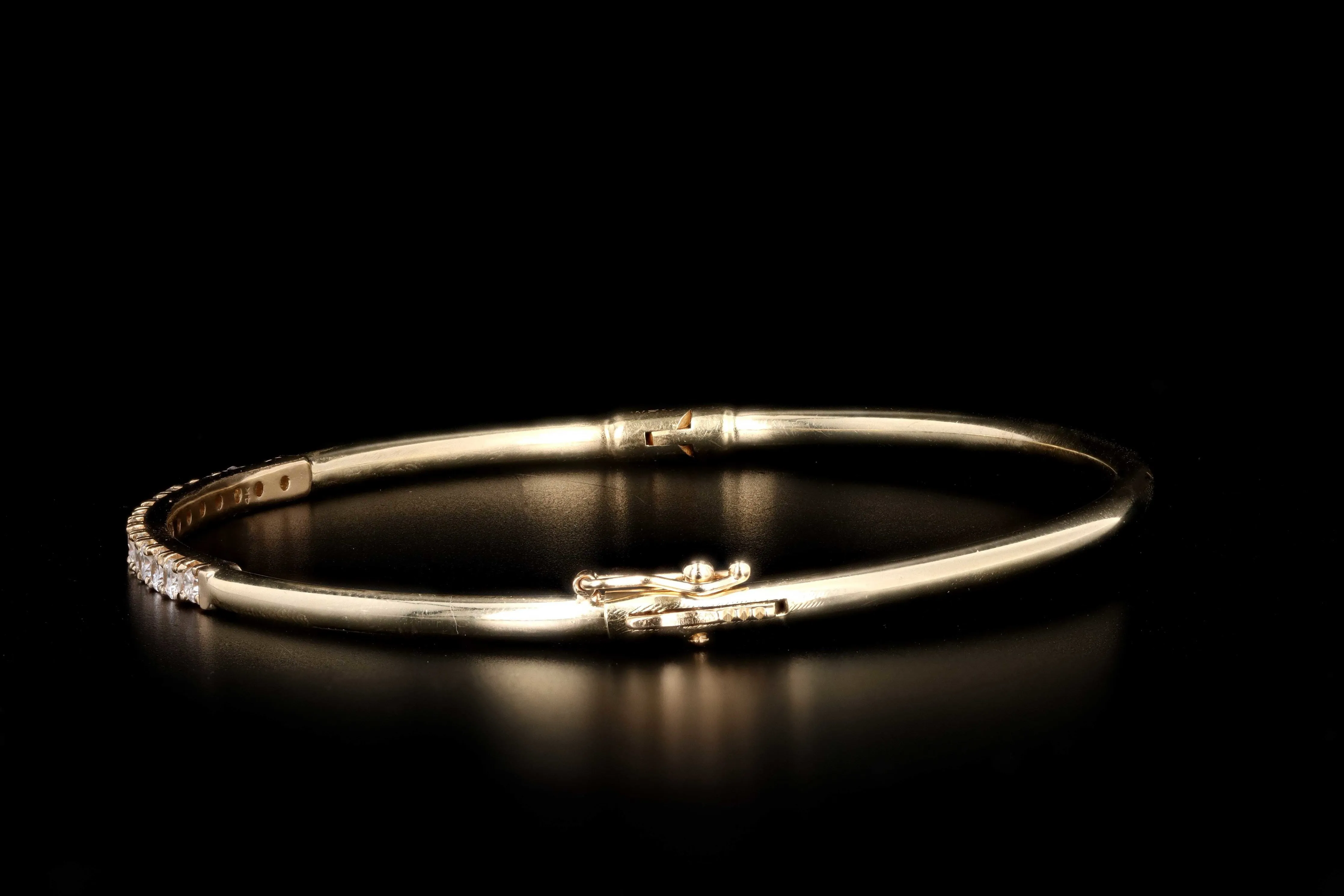 Modern 14K Yellow Gold .65 Carat Total Weight Diamond Bangle