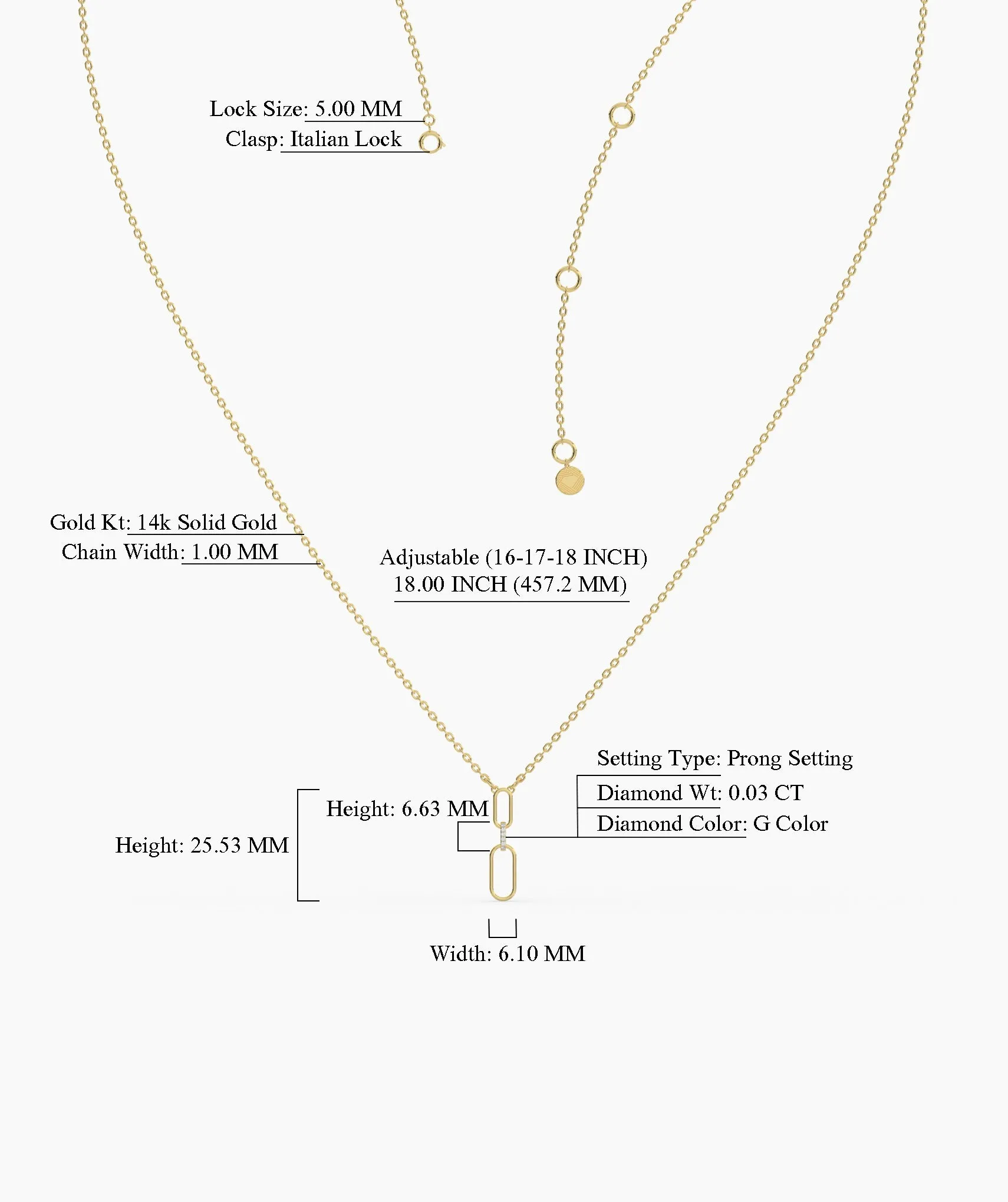 Modern Link Diamond Pendant