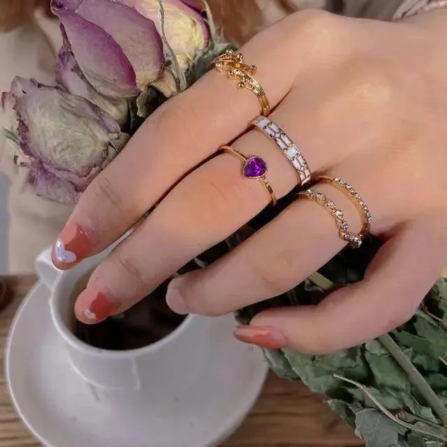 Modern Ring Set for Girls Sterling Chain Moon Rings Set For Ladies And Girls Retro Vintage Style Female Rings Trendy Jewelry Gift