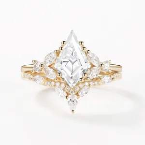Moissanite Cluster Engagement Ring Set 2pcs
