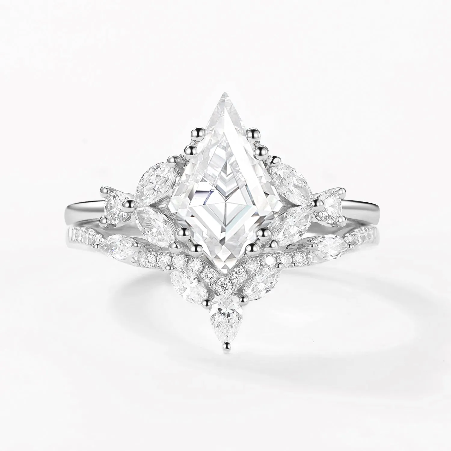 Moissanite Cluster Engagement Ring Set 2pcs