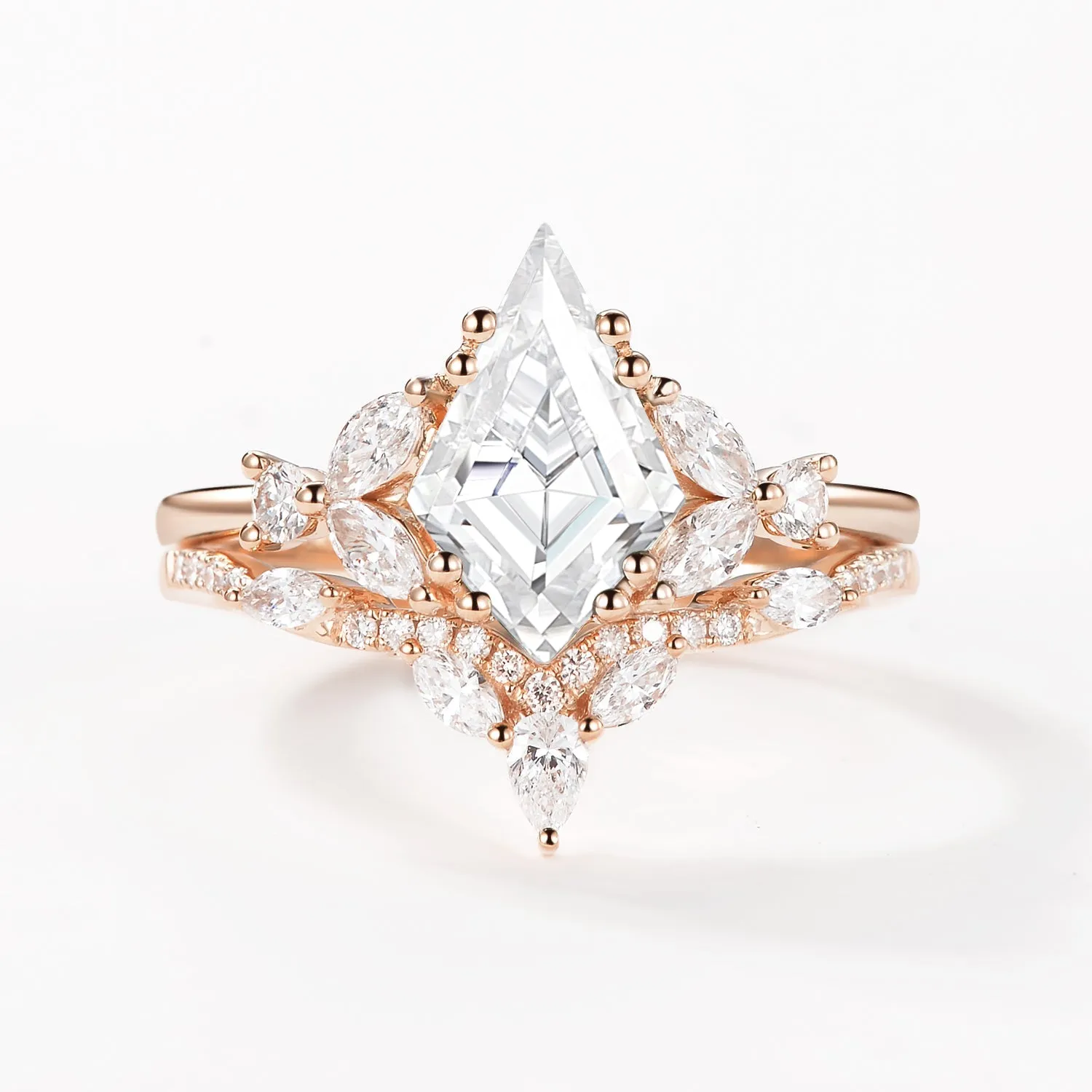 Moissanite Cluster Engagement Ring Set 2pcs