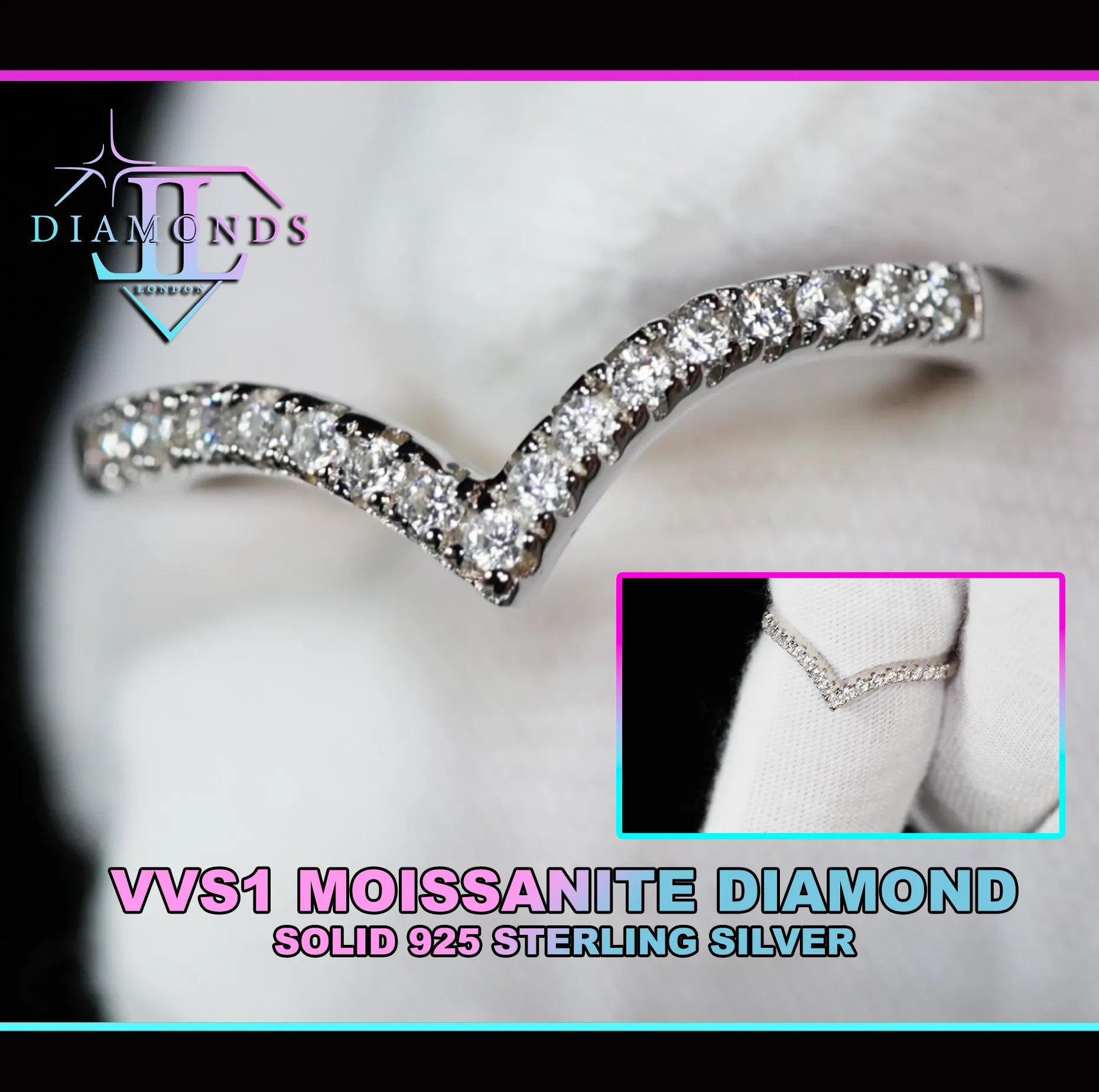 Moissanite Diamond Ring | Wishbone Engagement Ring | Moissanite Engagement Ring | V Shape Wedding Ring | Moissanite Ring | Moissanite Rings