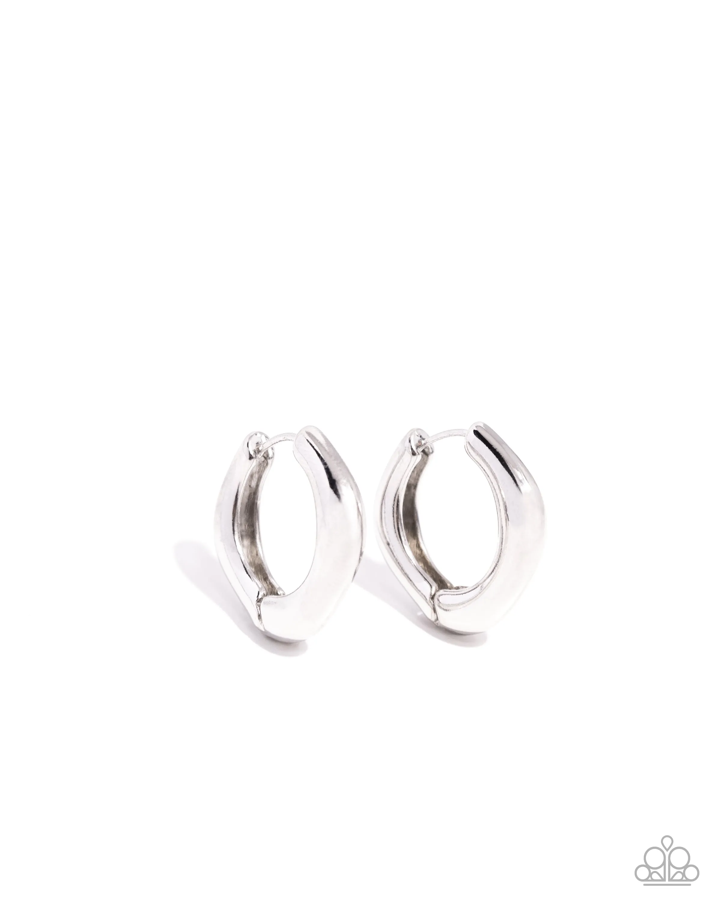 Monochromatic Makeover - Silver - Oblong Paparazzi Hinge Hoop Earrings