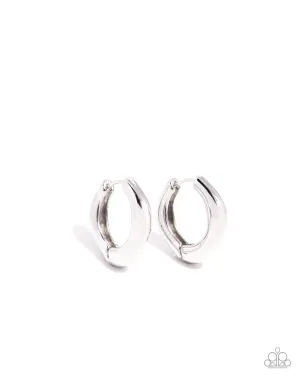 Monochromatic Makeover - Silver - Oblong Paparazzi Hinge Hoop Earrings