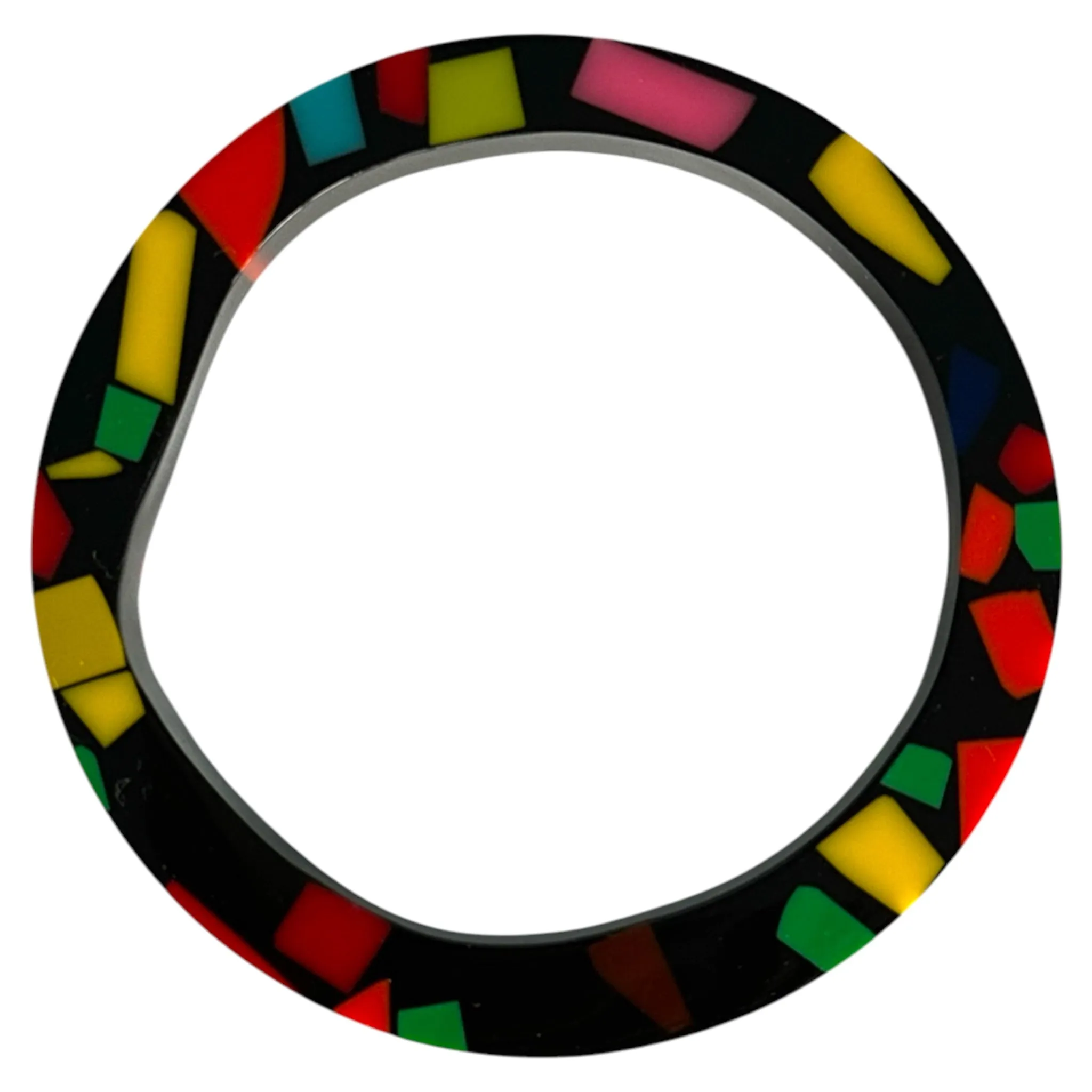 Mosaic Resin Bangle Bracelet – Vintage Geometric Inlay Fashion Jewelry