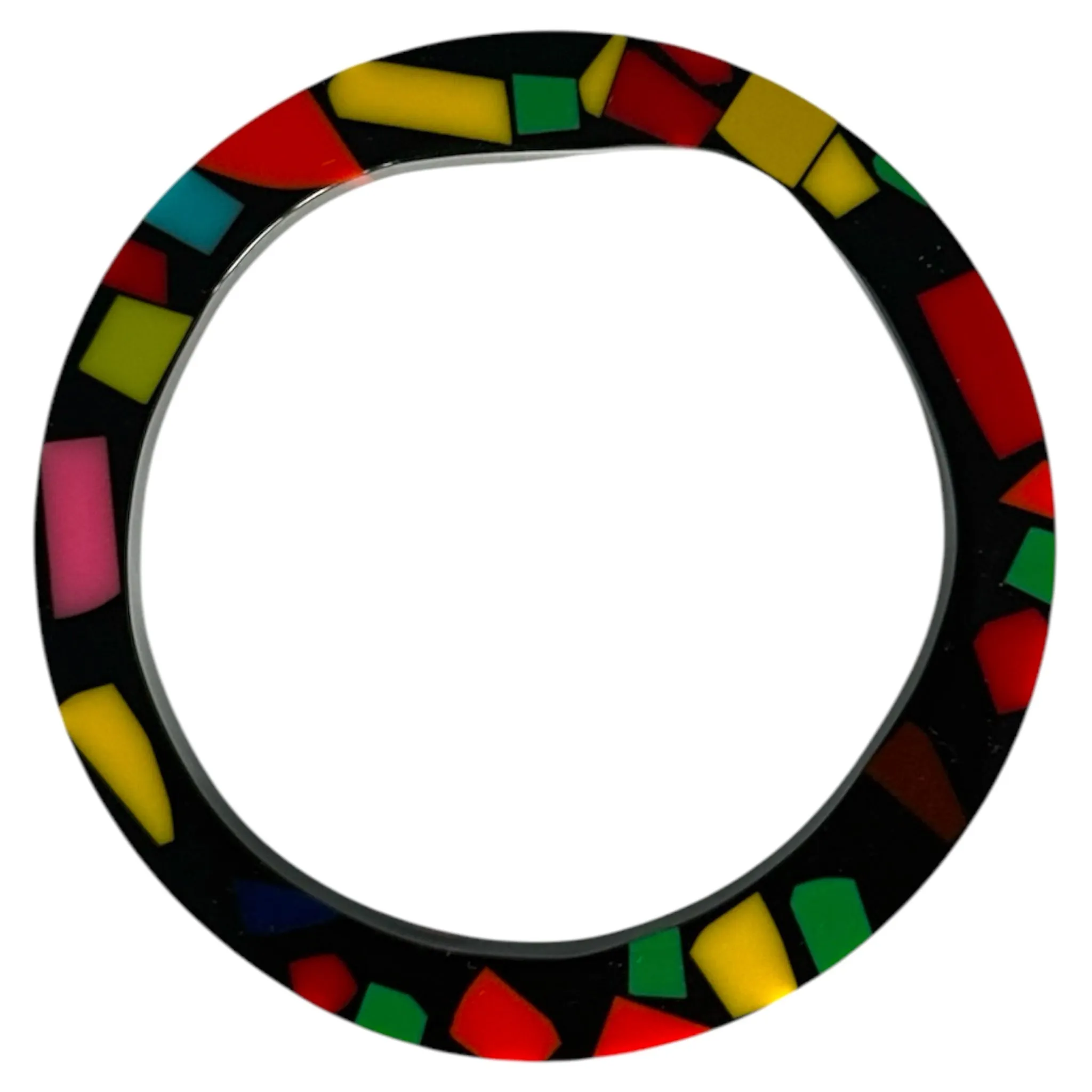Mosaic Resin Bangle Bracelet – Vintage Geometric Inlay Fashion Jewelry