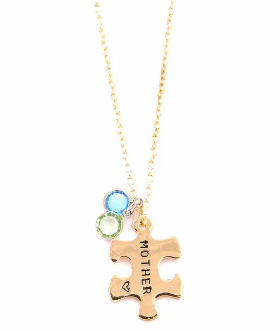 Mother Daughter Pendant Puzzle Necklace Gold Plated Set of Two Necklaces