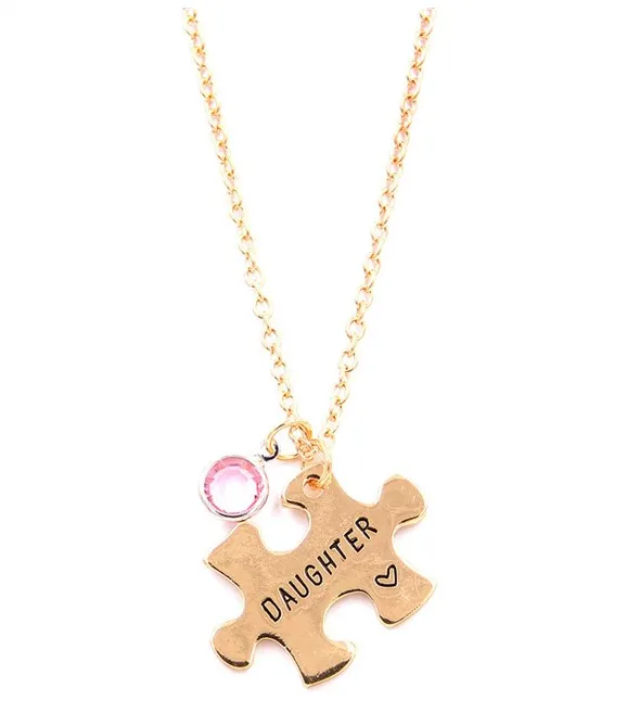 Mother Daughter Pendant Puzzle Necklace Gold Plated Set of Two Necklaces