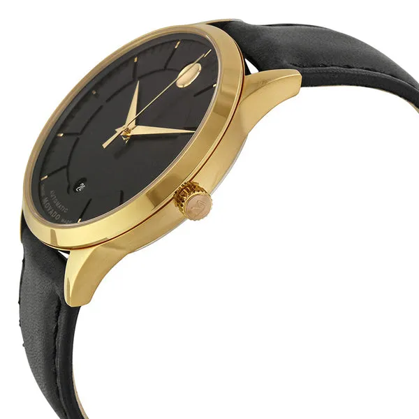Movado 1881 Black Leather Black Dial Automatic Watch for Gents - 606875
