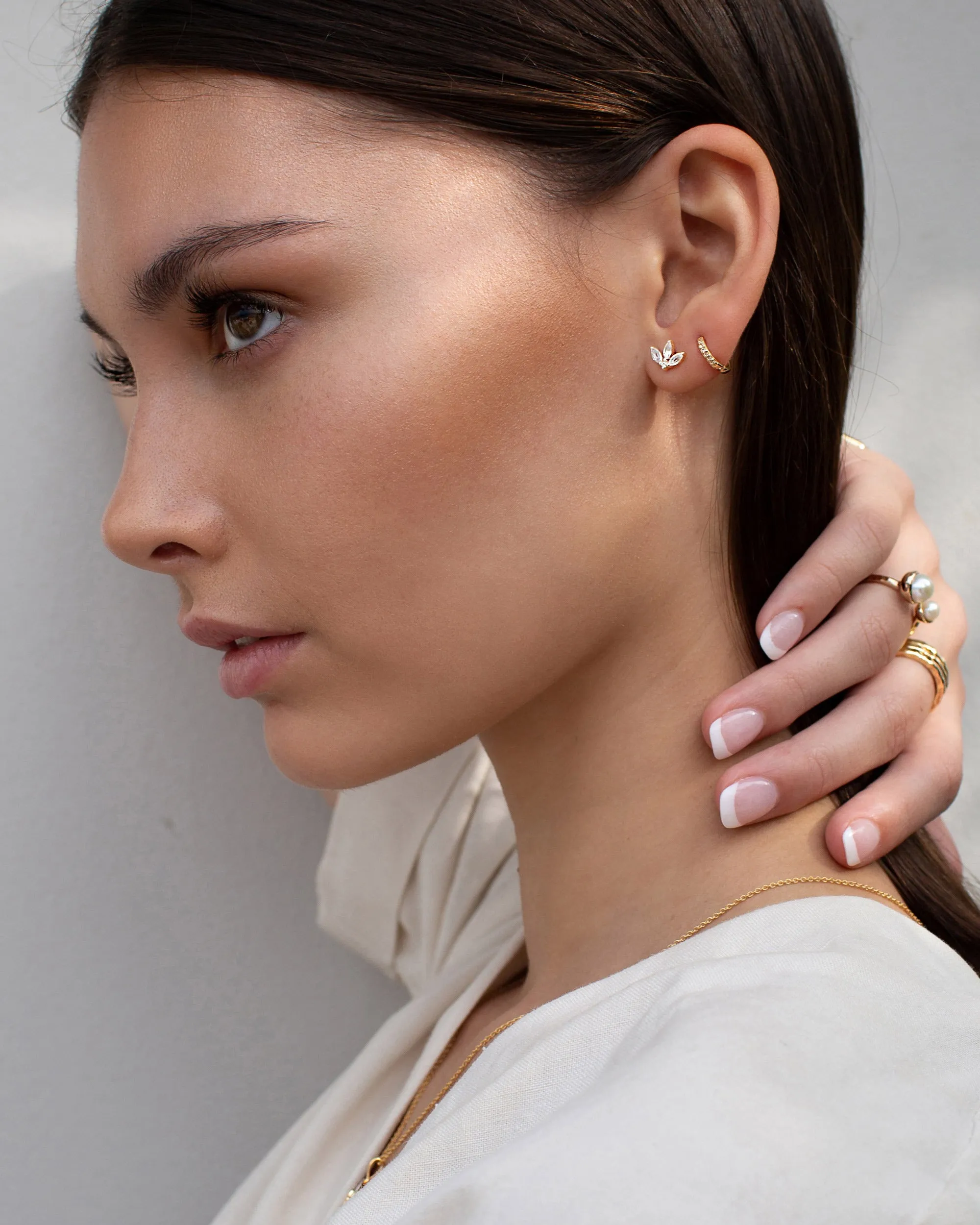 Murkani - 11mm Huggies White Topaz Yellow Gold