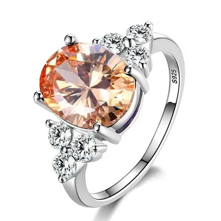 Natural Sapphire Engagement Ring Silver For Women Jewelry