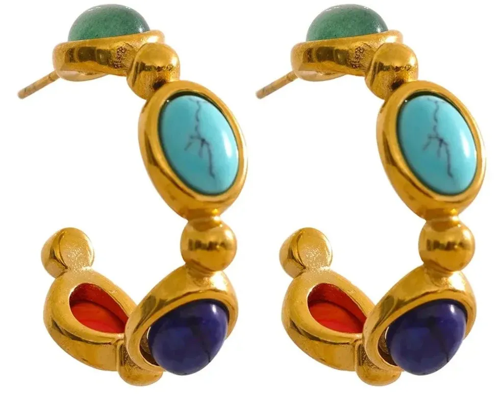 Natural Stone Vintage Earrings