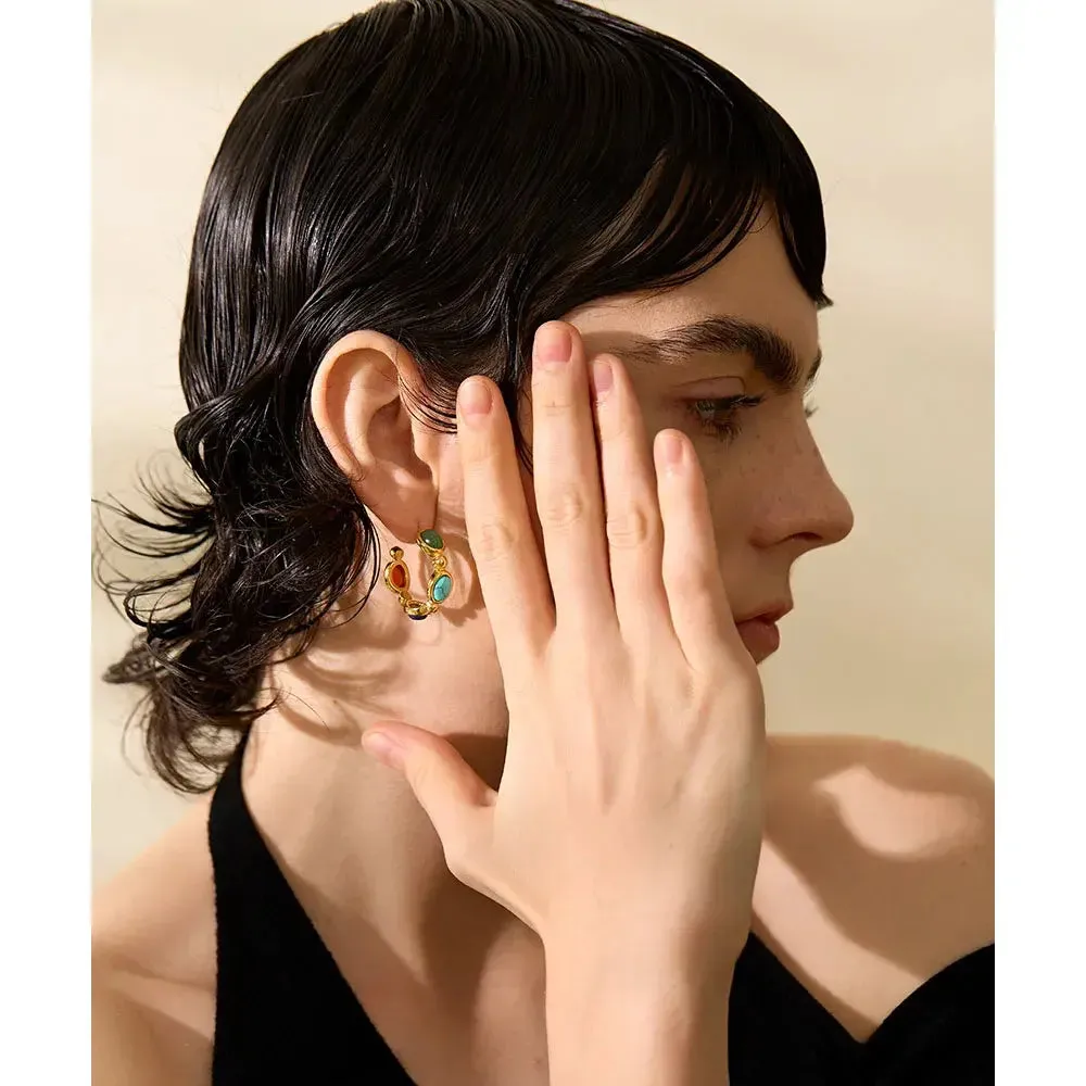 Natural Stone Vintage Earrings