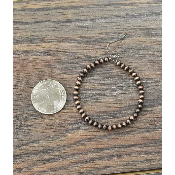 Navajo Pearl Copper Hoop Earrings