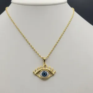 Necklaces - 14K Gold Plated. Eye Pendant & Chain.