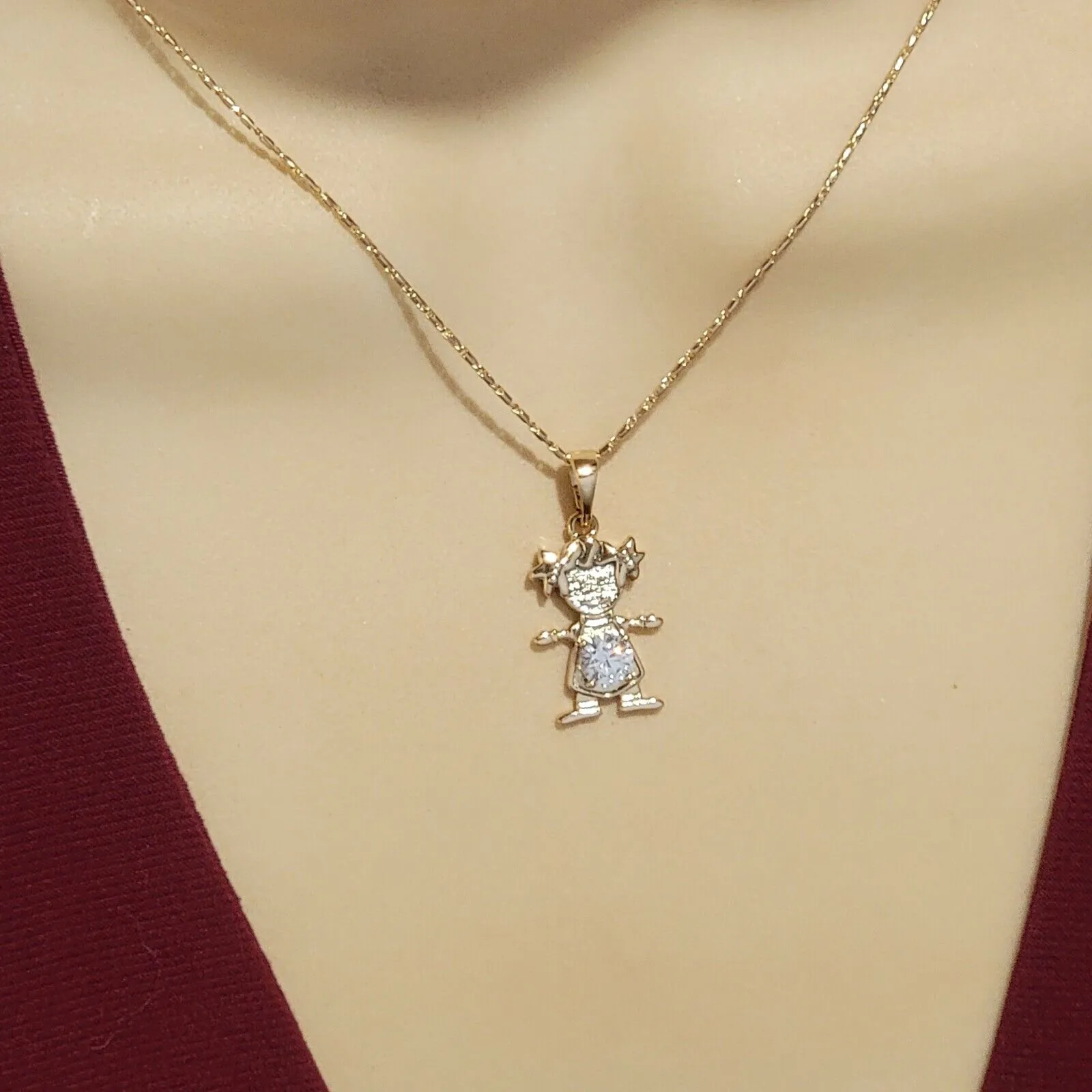 Necklaces - 18K Gold Plated.  Love My Little Girl CZ Pendant & Chain. Family