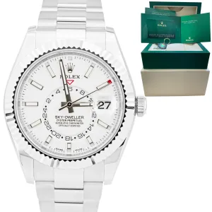 NEW AUG. 2022 Rolex Sky-Dweller Stainless White Gold Silver 42mm Watch 326934