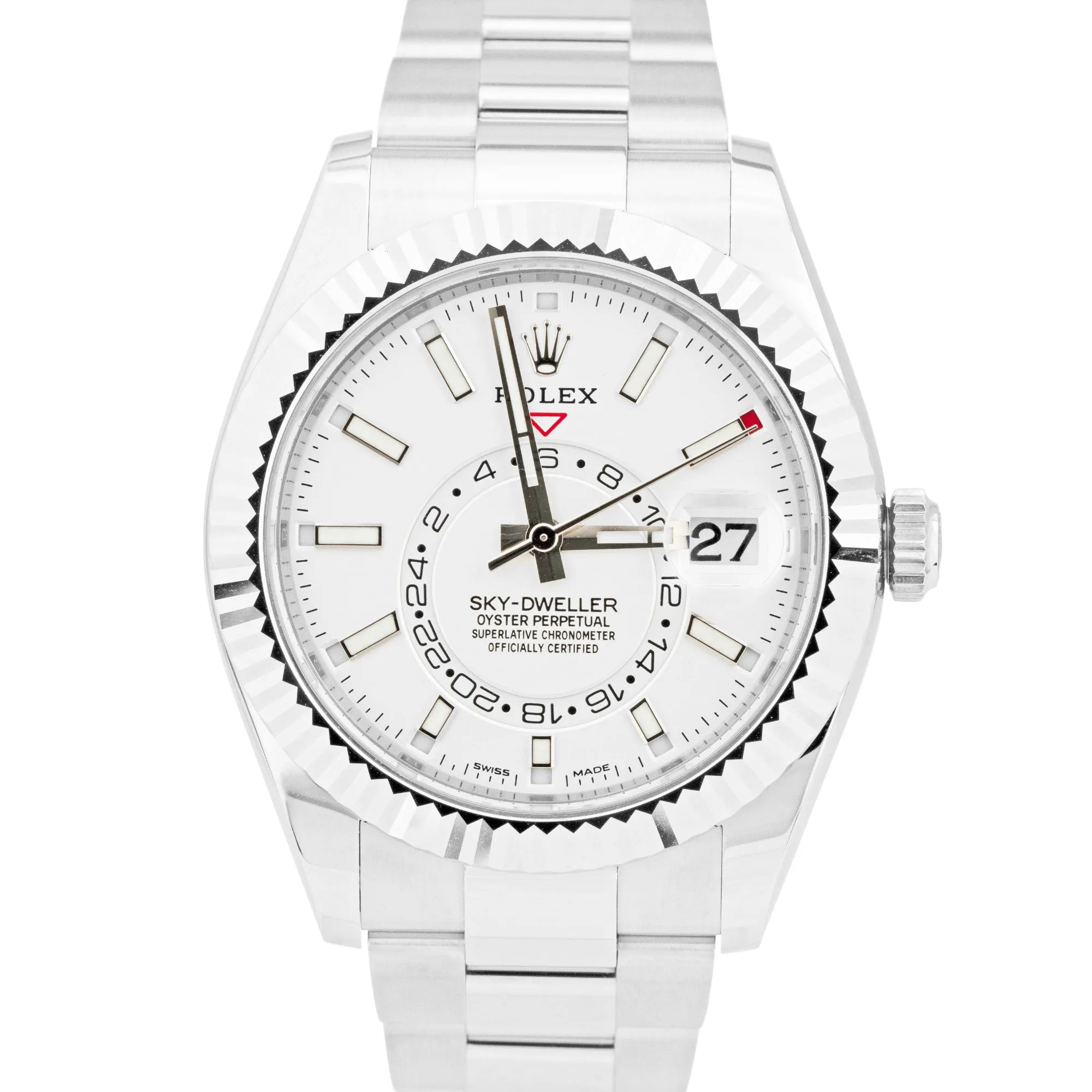 NEW AUG. 2022 Rolex Sky-Dweller Stainless White Gold Silver 42mm Watch 326934