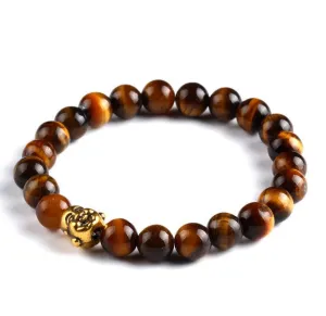 New Fashion Men's Bracelet Gold Silver Buddha skull Elastic Black Color Beaded Tibet Charm Lucky bracelets for women