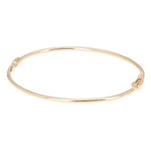 New Italian 14k Yellow Gold Hollow Tube Plain Oval Hinged Bangle Bracelet 7" 2mm