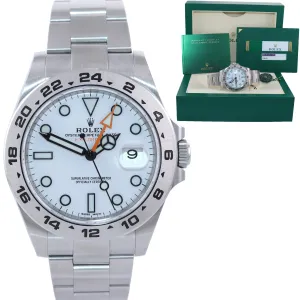 NEW PAPERS 2019 Rolex Explorer II 42mm 216570 White Polar Steel GMT Date Watch