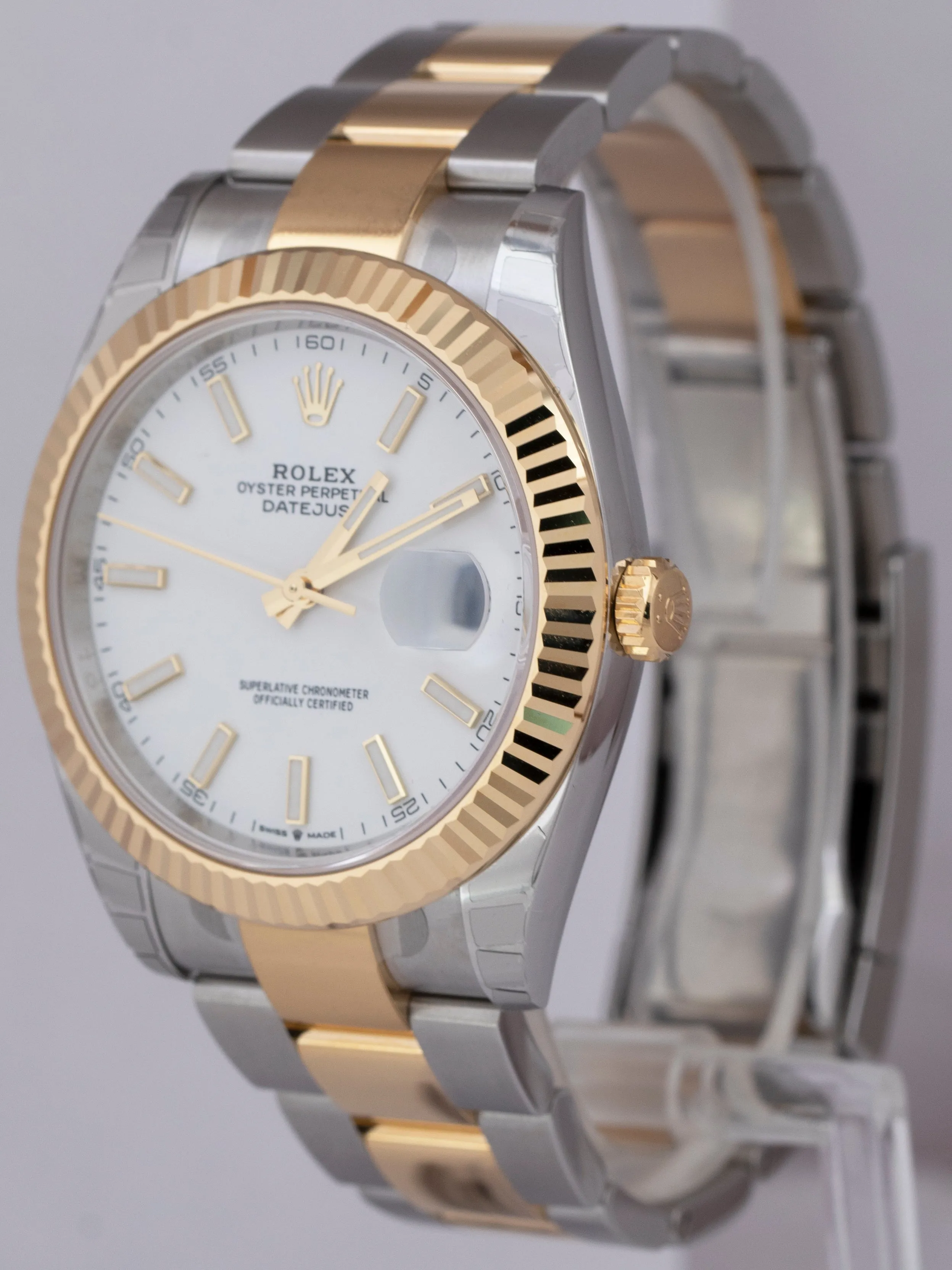 NEW STICKERED 2022 Rolex DateJust 41mm White Two-Tone Gold Watch 126333 B P