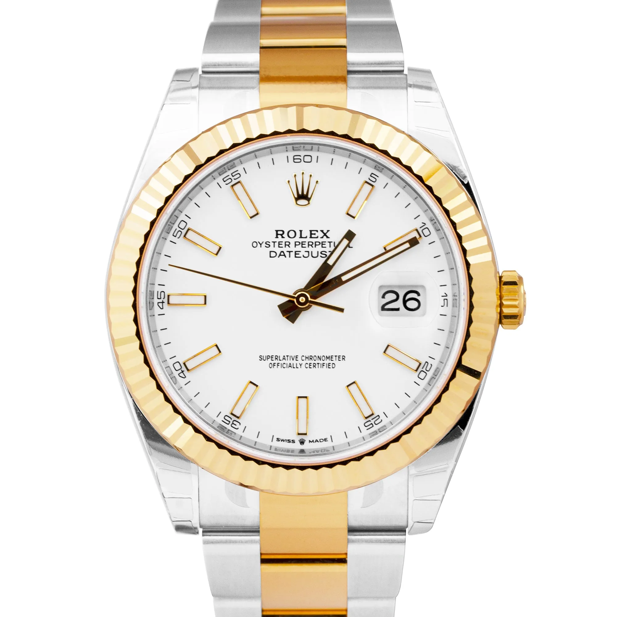 NEW STICKERED 2022 Rolex DateJust 41mm White Two-Tone Gold Watch 126333 B P