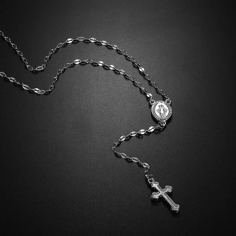 New Vintage Gold/Rose Gold Christian Cross Bohemia Religious Rosary Pendant Necklace for Women Charm Jewelry Gifts