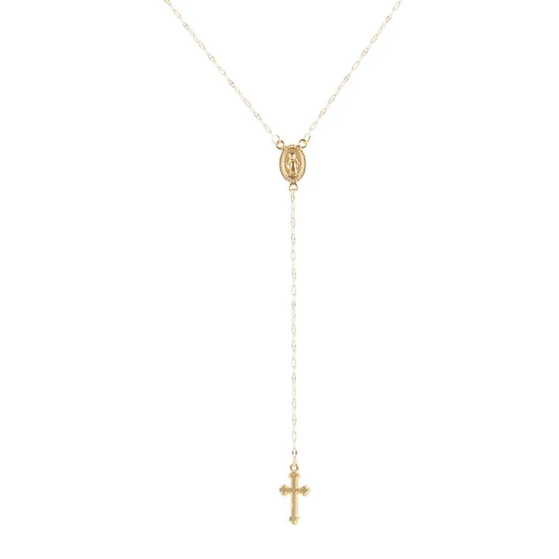 New Vintage Gold/Rose Gold Christian Cross Bohemia Religious Rosary Pendant Necklace for Women Charm Jewelry Gifts