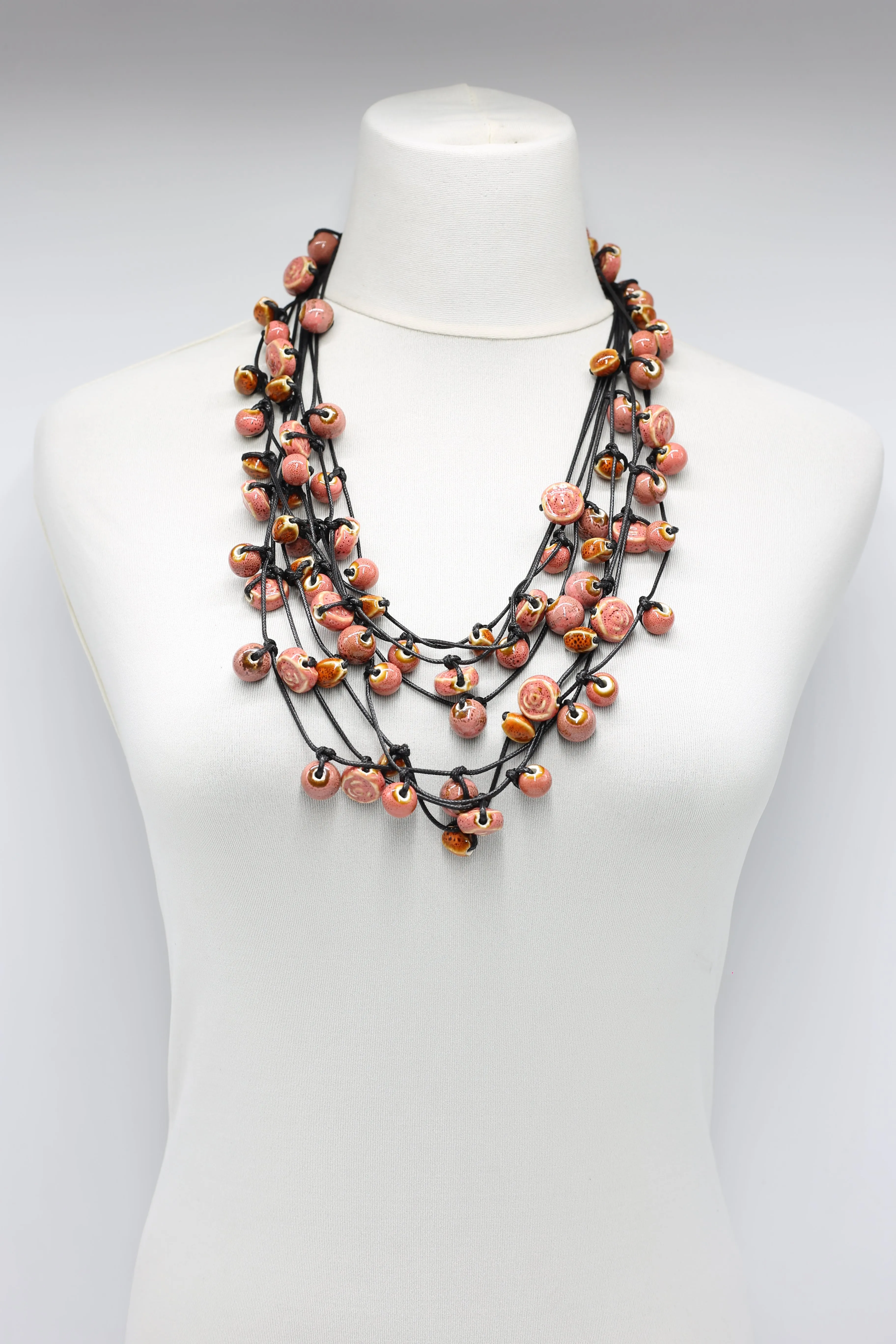 Next Pashmina & Ceramic Beads Necklaces Set - Hand-painted