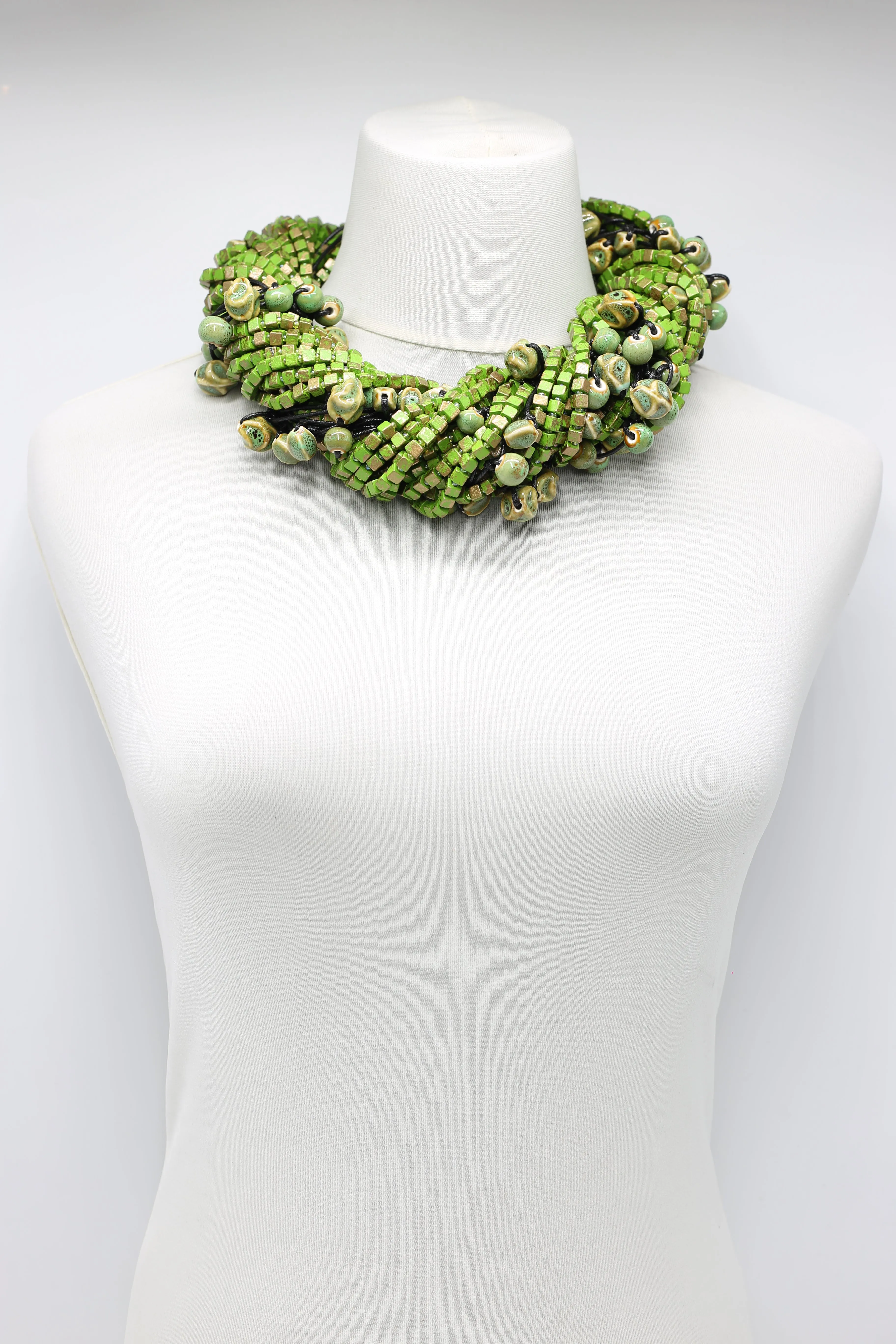 Next Pashmina & Ceramic Beads Necklaces Set - Hand-painted
