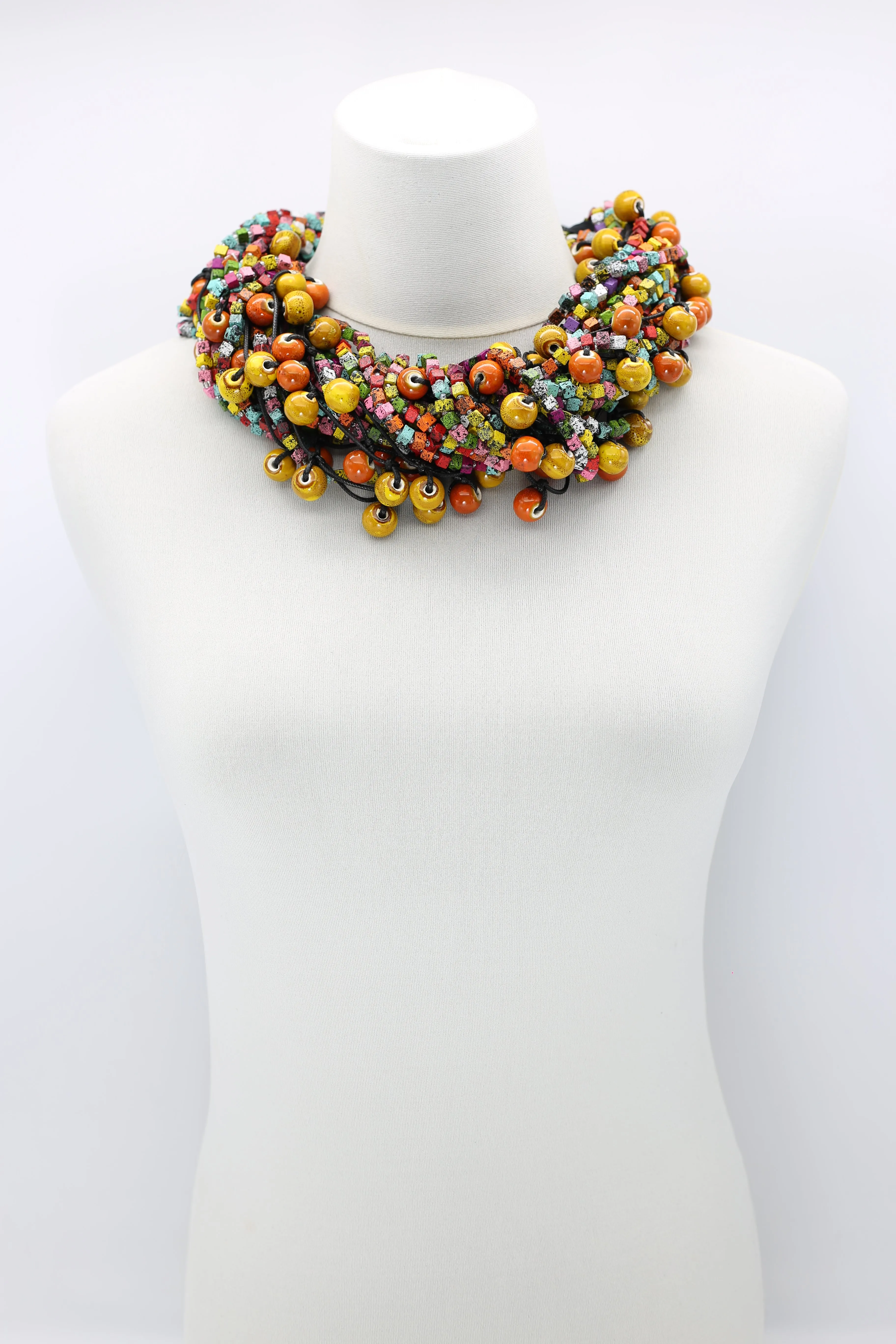Next Pashmina & Ceramic Beads Necklaces Set - Hand-painted