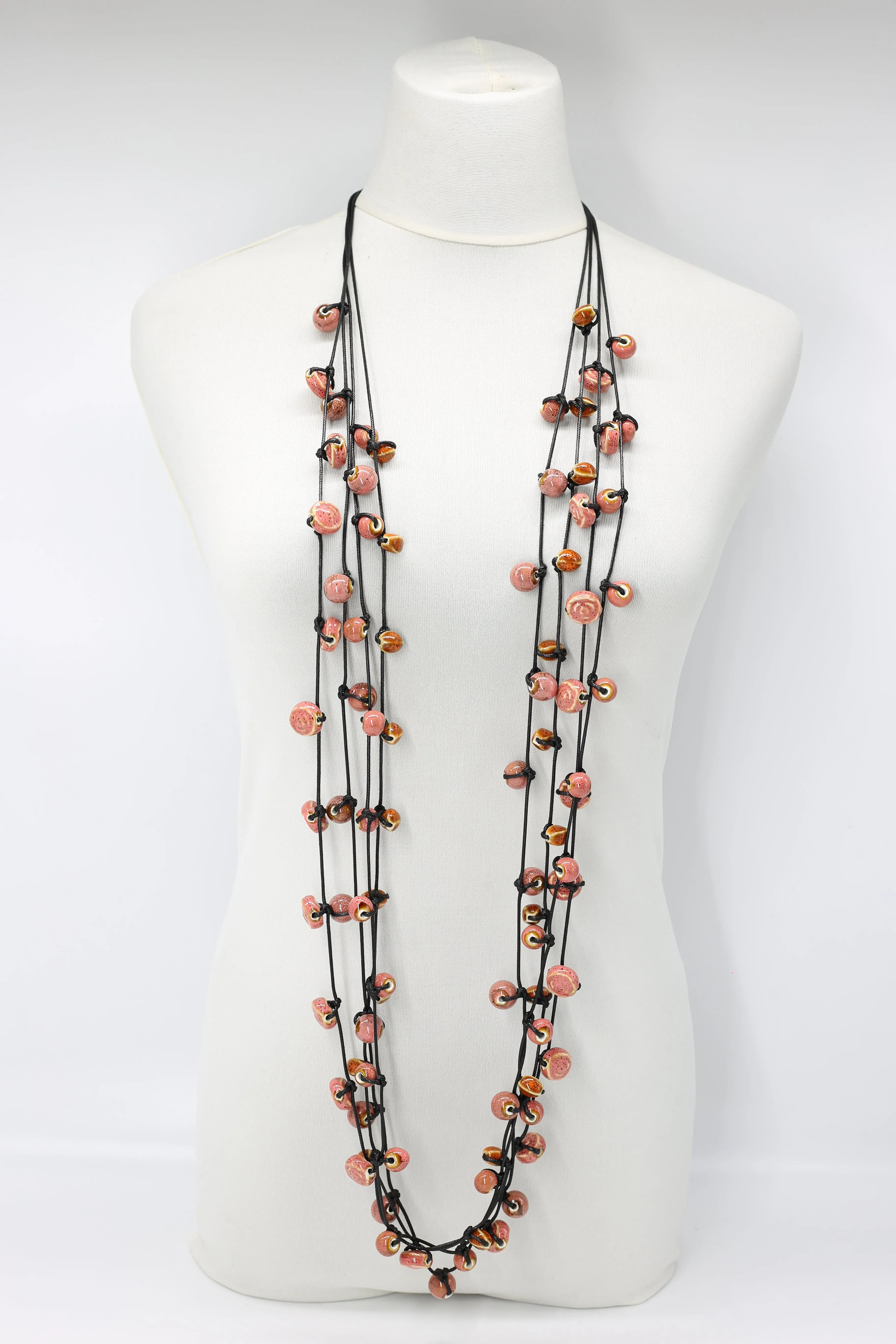 Next Pashmina & Ceramic Beads Necklaces Set - Hand-painted