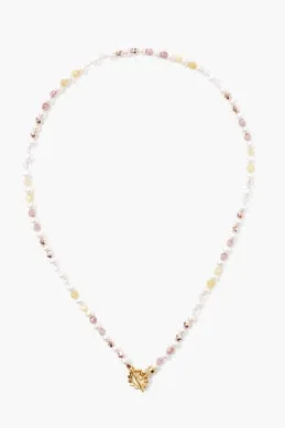 NG-14529 sunflower toggle necklace- rose mix
