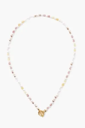 NG-14529 sunflower toggle necklace- rose mix