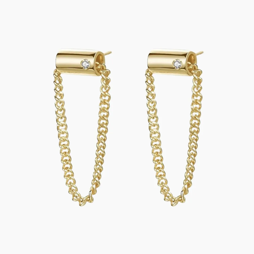 Noah Chain Drop Stud Earrings