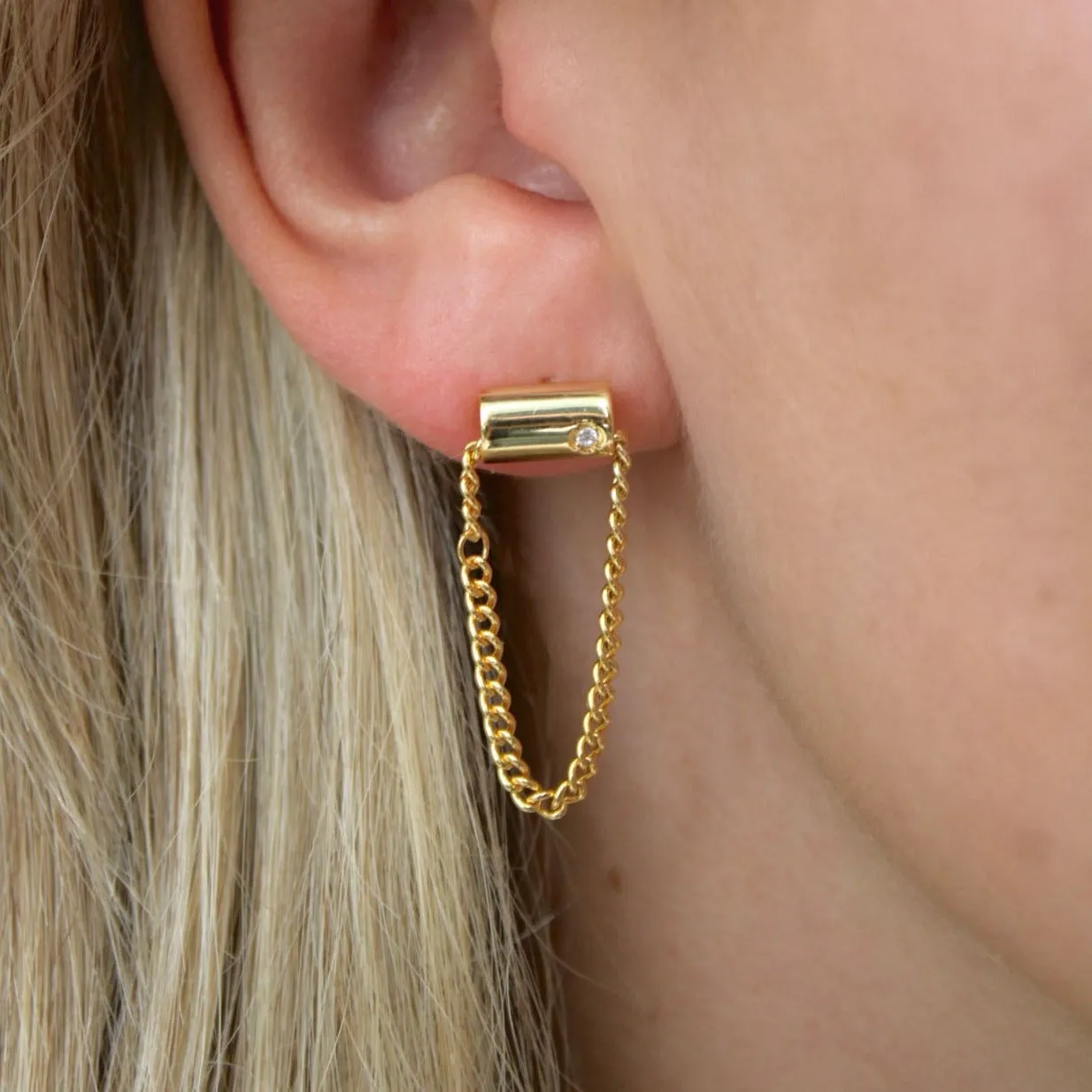 Noah Chain Drop Stud Earrings