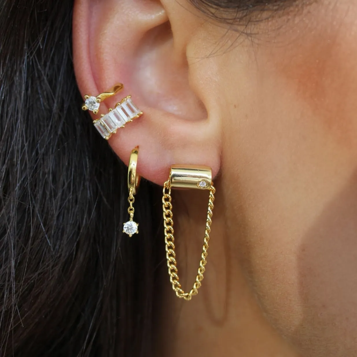 Noah Chain Drop Stud Earrings