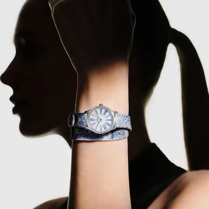Omega De Ville Mini Tresor Quartz 26mm Sea Blue Toile de Jouy - 428.17.26.60.04.001