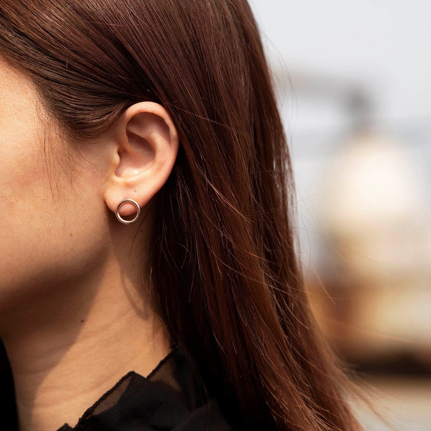 Open Circle Stud Earrings