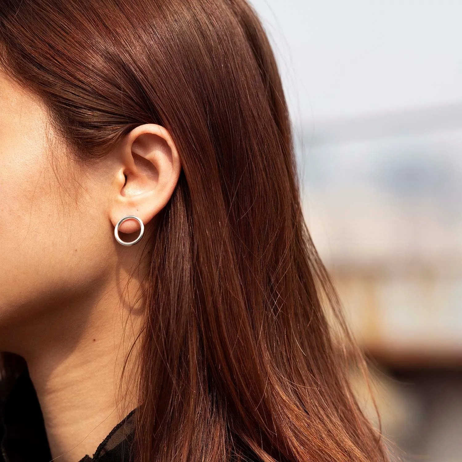 Open Circle Stud Earrings