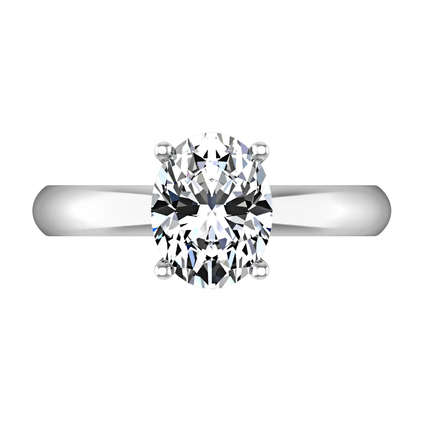 Oval Diamond Solitaire Engagement Ring Daniela 14K White Gold