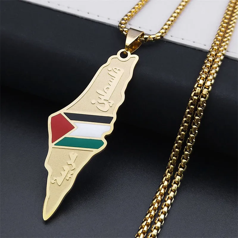 Palestine Israel Map Pendant Necklaces