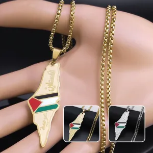 Palestine Israel Map Pendant Necklaces