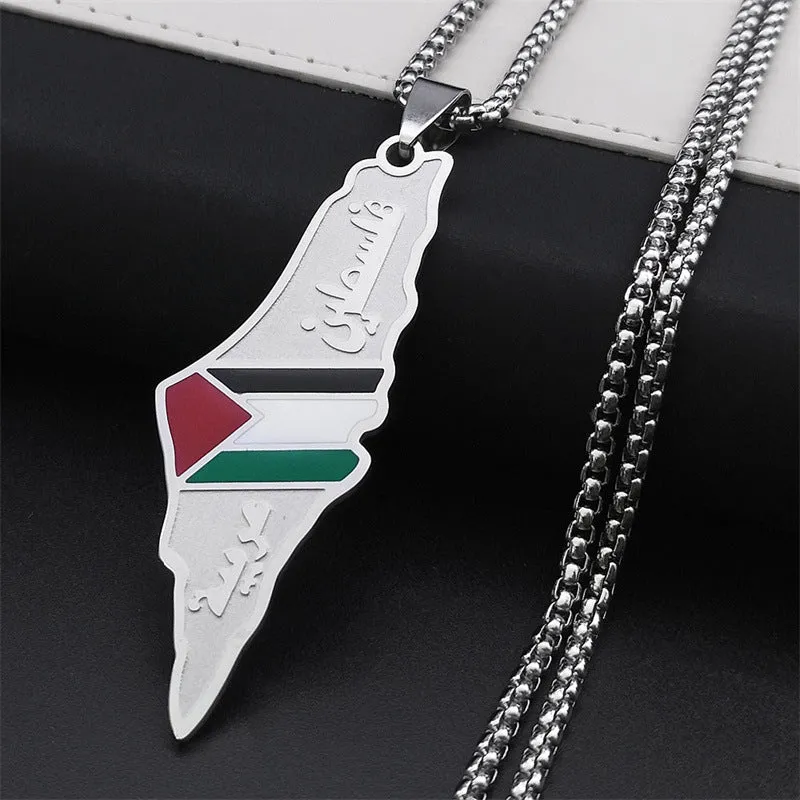 Palestine Israel Map Pendant Necklaces